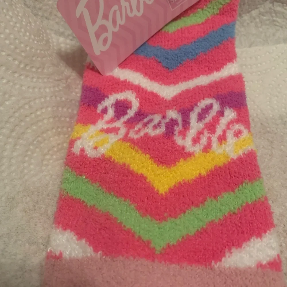 Barbie Chevron Pattern Socks - Pink, Yellow, Green NEW